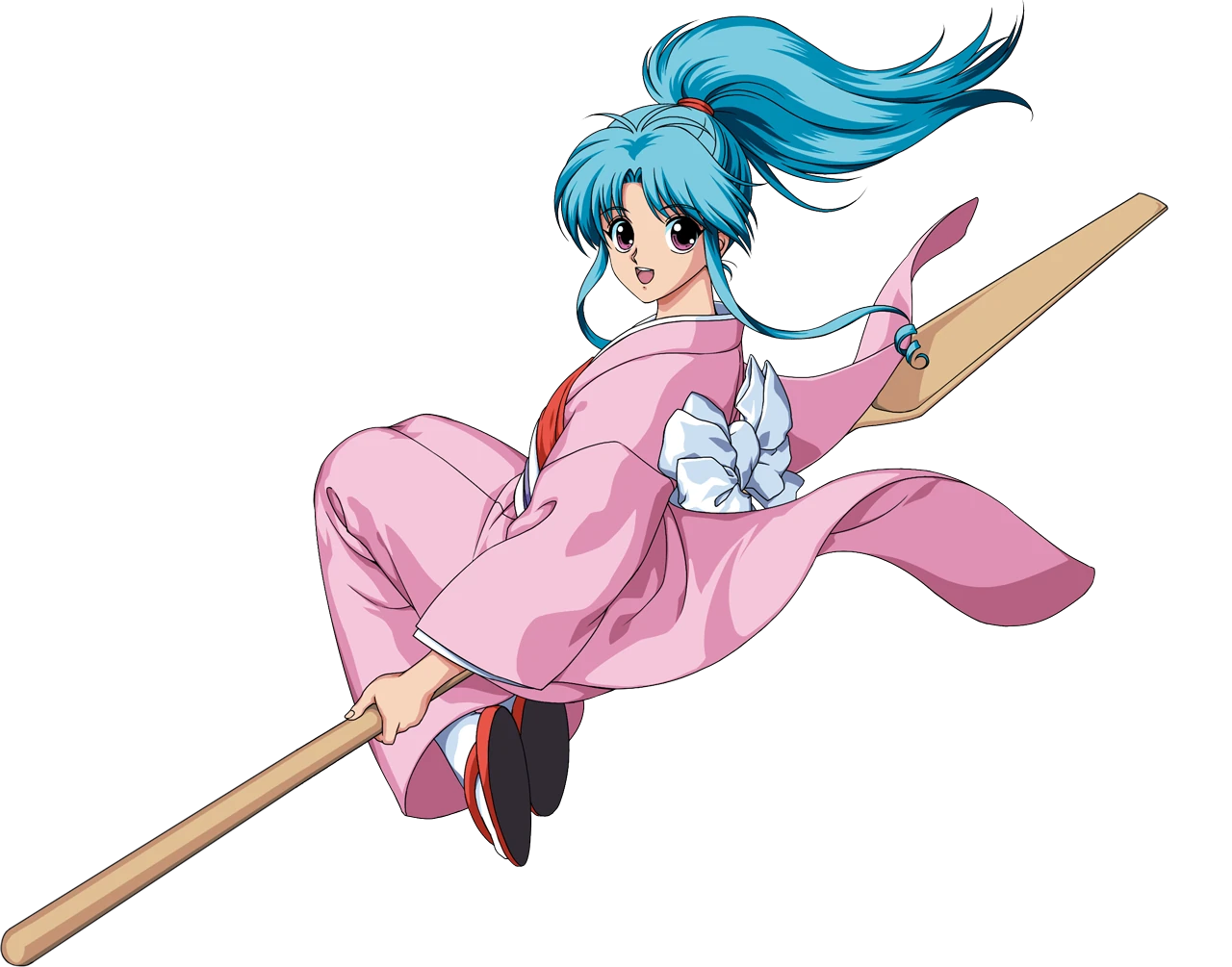 Botan, a guia do Mundo Espiritual, voando no remo